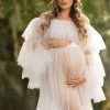 popular Off white pretty see-through maternity dress