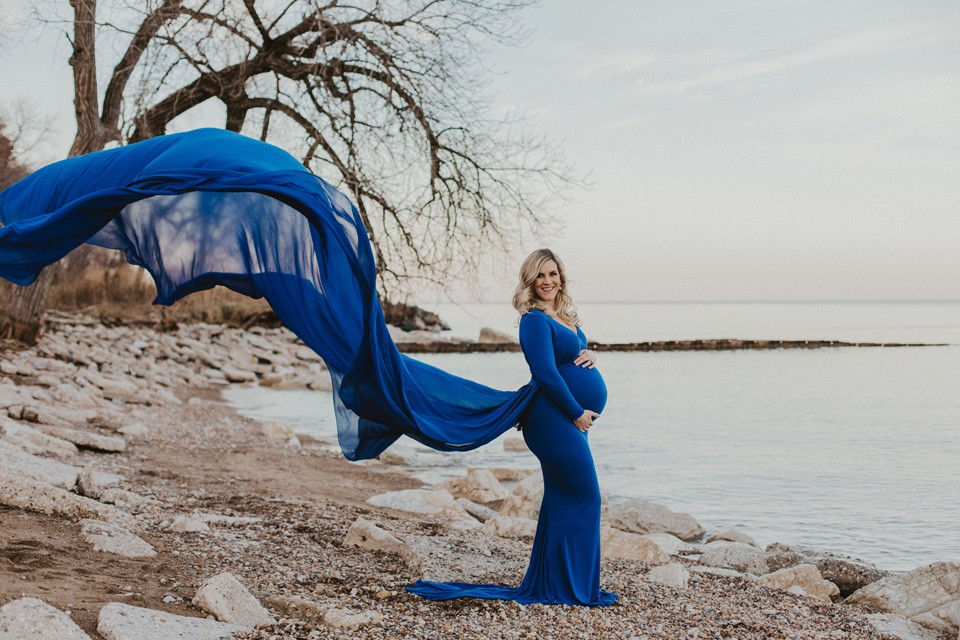 Blue Flowing Kathryn Maternity Dress